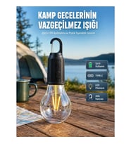 Mey İthalat® Şarjlı Aydınlatma Ampul Tasarımlı Ambians Işık Askılı Kamp Lambası