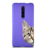 Xiaomi Redmi K20 Soft Premier Kapak Catface Tasarımlı Silikon Kılıf - Mor (Şeffaf)