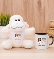 Kişiye Özel Ruh Eşimi Nasıl Bulayım Esprili Peluş Koyun ve Siyah Kupa