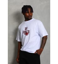 Erkek Baskılı T-Shirt Kısa Kol Bisiklet Yaka Regular Fit Rahat Kalıp Günlük Tişört - Beyaz