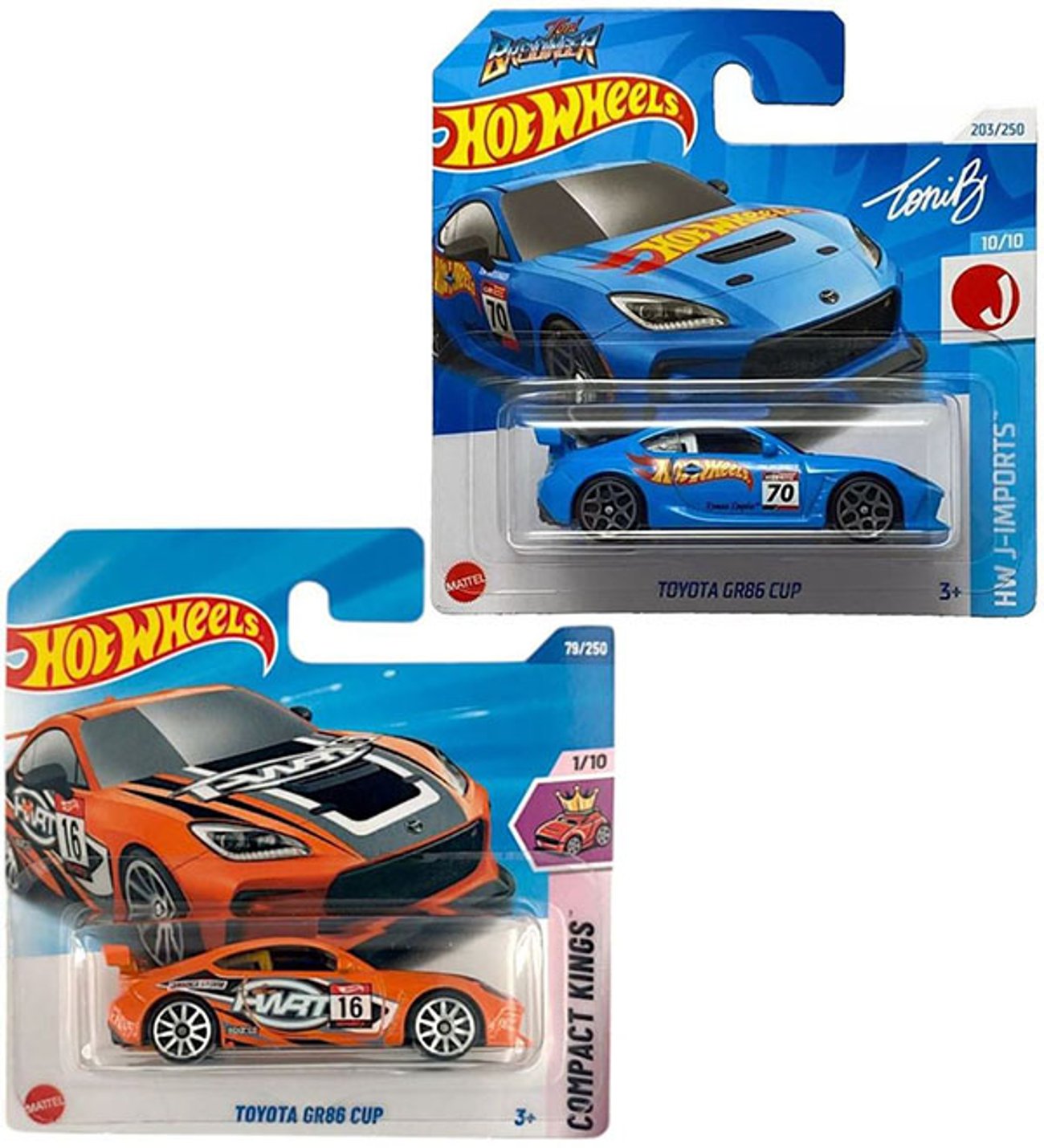 2 Araç Hot Wheels Toyota GR86 Cup Set - Mavi & Turuncu (1/64)