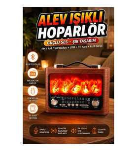 Solar Alev Işıklı Bluetooth Hoparlör 7W Ses Gücü ve Solar Panelli Taşınabilir Müzik Cihazı