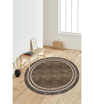 Dijital Baskılı Kaymaz Taban Yıkanabilir Yuvarlak Salon Halısı Koridor Halısı Paspas NDY-HY-1308 (Kahverengi)