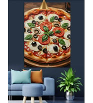 Zeytinli Domatesli Pizza Dekoratif Kanvas - Mdf Ahşap Tablo