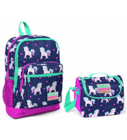 Coral High Kız Çocuk Unicorn Desenli İlkokul Çanta Seti - USB ve AUX Çıkışlı