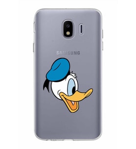 Samsung Galaxy J4 Kapak Donald Duck Tasarımlı Şeffaf Silikon Kılıf