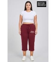 Kadın Büyük Beden Unified Collective Baskılı Beli Lastikli Bol Paça Kapri Şort 3XL-6XL SPR26BSRK591-10