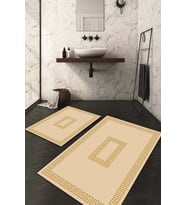 Dijital Baskılı Kaymaz Taban Yıkanabilir 2'li Klozet Takımı Banyo Paspası NDKZ-HT-1228 (Gold)