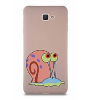 Samsung Galaxy J7 Prime 2 Soft Premier Kapak Salyangoz Gary Tasarımlı Silikon Kılıf - Pudra (Şeffaf)