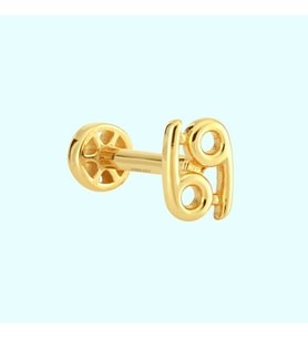 Altın Tragus Piercing 14 Ayar Yengeç Burcu
