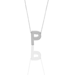 Söğütlü Silver Gümüş rodyumlu üç boyutlu minimal P  harf kolye