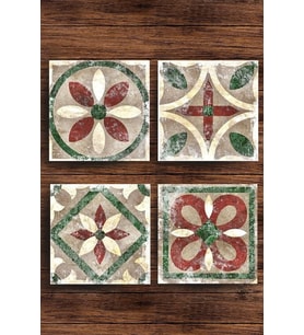 Doğaltaş Bardak Altlığı 4'lü Set - Eskitme Desenli Doğal Taş Bardak Altı
