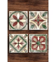 Doğaltaş Bardak Altlığı 4'lü Set - Eskitme Desenli Doğal Taş Bardak Altı