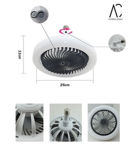 30W Fanlı Led Ampul / 3 Renk Işık / 3 Hız Fanlı Siyah Kasa  - Kumandalı