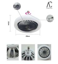 30W Fanlı Led Ampul / 3 Renk Işık / 3 Hız Fanlı Siyah Kasa  - Kumandalı