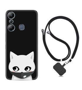 Infınix Hot 20i Kılıf Silikon Boyun Askılı İpli Desenli Silikon Pandemi Cat 1729