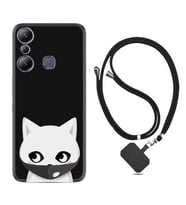 Infınix Hot 20i Kılıf Silikon Boyun Askılı İpli Desenli Silikon Pandemi Cat 1729