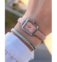 Daniel Klein 18 mm Mini Kasa Retro Vintage Deri Kordon 2 Yıl Garantili Kadın Kol Saati 10862.1 (Pudra)