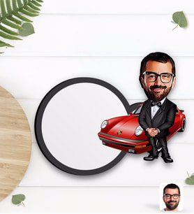 BK Gift Kişiye Özel Erkek Patron Karikatürlü Ahşap Bardak Altlığı-1