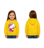 Unisex hello kity  Baskılı Çocuk Swaetshirt  Baskılı Kapüşonlu 3 İplik Şardonlu (Sarı)