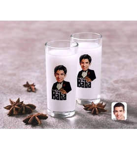 BK Gift Kişiye Özel Renkli Baskılı Godfather Baba Karikatürlü İkili Rakı Bardağı Seti-4 (Beyaz)