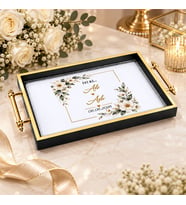 BK Gift Kişiye Özel Siyah&Gold Söz Nişan Tepsisi-4 - 39x23 cm