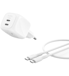 Belkin Smartprotect 2 Portlu Usb-C Şarj Cihazı 50 W, Çift Portlu Gan Şarj Cihazı, 1 M Usb-C Kablo Da
