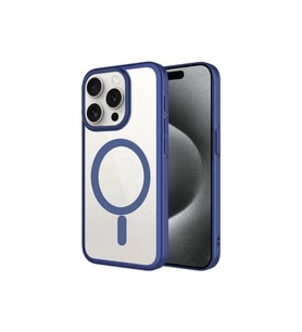 Apple iPhone 15 Pro Max Uyumlu Kılıf Wireless Şarj Özellikli Sert PC Zore Mat Riksos M-safe Kapak (Lacivert)