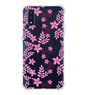 Samsung Galaxy A01 Uyumlu Köşe Korumalı Antişok Kapak Floral Pembe Tasarımlı Şeffaf  Kılıf