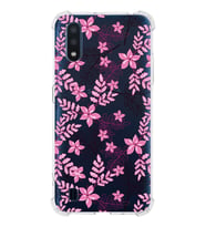 Samsung Galaxy A01 Uyumlu Köşe Korumalı Antişok Kapak Floral Pembe Tasarımlı Şeffaf  Kılıf