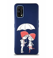 Realme 7 Pro Soft Premier Kapak Aşk Tasarımlı Silikon Kılıf - Lacivert (Şeffaf)
