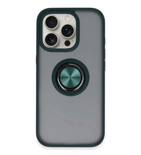 iPhone 16 Pro Kılıf Montreal Yüzüklü Silikon Kapak - Yeşil