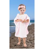 Çocuk Bebek Müslin Panço Kapüşonlu Oeko-tex Sertifikalı 1-4 yaş (Pembe)
