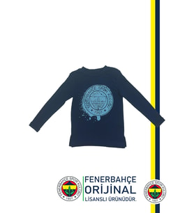 Fenerbahçe Orijinal Lisanslı Yaldızlı Fb Logo Gri Çocuk Sweat (Lacivert)