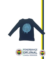 Fenerbahçe Orijinal Lisanslı Yaldızlı Fb Logo Gri Çocuk Sweat (Lacivert)