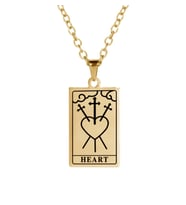24 Ayar Has Altın Kaplama Heart Tarot Gümüş Kolye