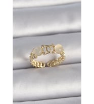 Pirinç Gold Renk Ayarlanabilir Zirkon Taşlı Beyaz Mineli Birleşik Halka Model Kadın Yüzük (Karışık)