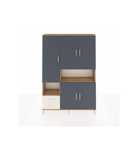 Arges Dolap 10 Raflı 2 Çekmeceli 5 Kapaklı 132x30x195 Çam-Antrasit/Aytaşı