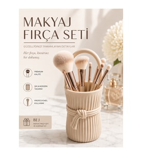Profesyonel Makyaj Fırça Seti ve Düzenleyici Sepet, Şık ve Modern Tasarım