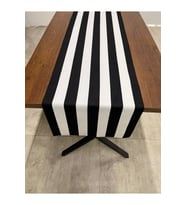 Desenli Runner Örtüsü Siyah Beyaz Çizgili 40 X 140