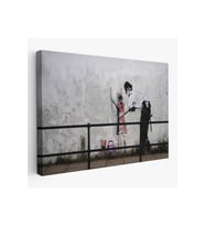 Bansky'nin Küçük Kız Çocuğunu Arayan Polis İsimli Çalışması Kanvas Tablo-5010