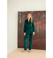 Monamise Kadın Kruvaze Yaka Kadife Pijama Takımı 23157 