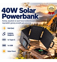 Solar Şarj 40W Güneş Enerjili Powerbank, Güç Ünitesi