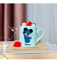 Mickey Mouse Tasarımlı Kişiye Özel Yeşil Türk Kahvesi Fincanı