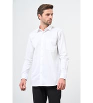 Sert Yaka Uzun Kol Cepli Comfort Fit %100 Pamuk Gömlek 1004260323