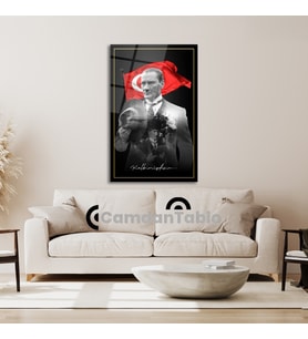 Atatürk ve Bayrak Cam Tablo