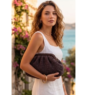 Aura Model Örme Yazlık Kadın Portföy & Clutch, Omuz Çanta