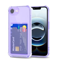Teknomoda Apple iPhone 16e Kılıf Kartlıklı Anti Şok Korumalı Şeffaf Silikon Lila 16E