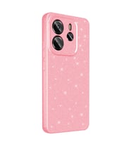 Redmi Note 14 Kılıf Kamera Korumalı Simli Parıltılı Lüks Silikon (Açık Pembe)