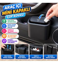 Araç İçi Takılarak Sabitlenebilen Mini Kapaklı Çöp Kovası